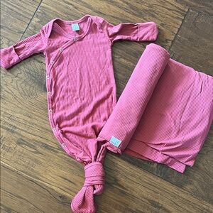 Pink Ribbed Kids One Piece